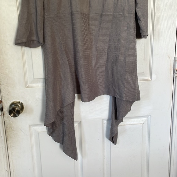 Ashley Stewart grey beige 3/4 sleeve acrylic open cardigan plus 14/16 point hems - Picture 7 of 17